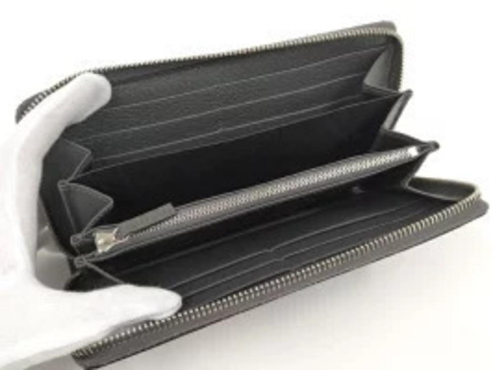 Gucci Interlocking Wallet Round Zipper Cutout G Leather Long Black